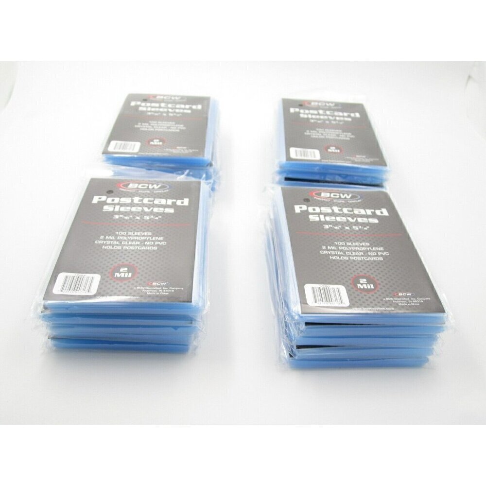 Lot of 20 (2,000) BCW 2 Mil Clear‎ Postcard Sleeves 3 11/16 x 5 3/4